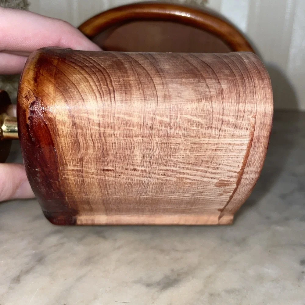Unique Hand Tooled Bandsaw Box Wood Wooden Drawer‎ Stained Pull Trinket Jewelry